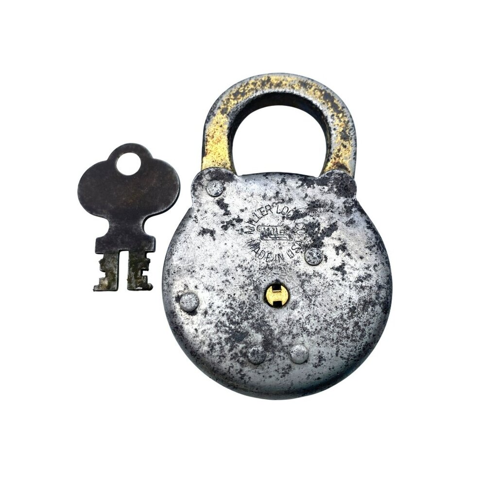 Miller Six Lever Padlock With Key Made In USA Vintage Antique Collectible Lock - Picture 4 of 8